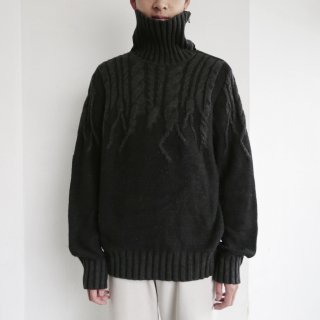 vintage zipped turtle neck cable sweater