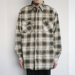 vintage ombre check flannel shirt , quilting lining