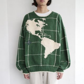 vintage nautica map hand knit sweater
