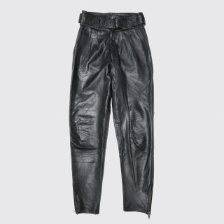 vintage belted 2tuck leather trousers