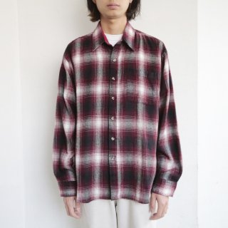 vintage campus ombre check flannel shirt