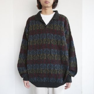 vintage loose polo collar sweater
