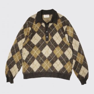 vintage puritan argyle mohair polo sweater 