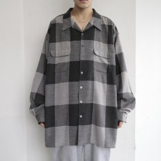 vintage open collar over sized check shirt