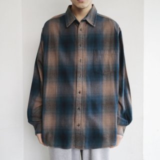  vintage loose omble check flannel shirt 