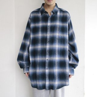 vintage omble check loose flannel shirt
