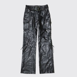 vintage lace up faux leather trousers