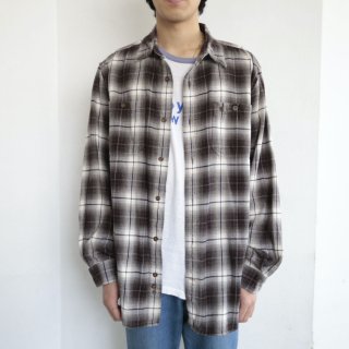 vintage loose ombre check flannel shirt