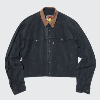 vintage leather collar short western shirt