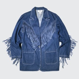 vintage fringe denim tailored jacket