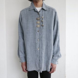 vintage metal button linen shirt