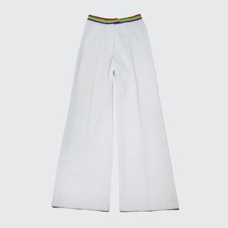 vintage rainbow belt poly flare trousers