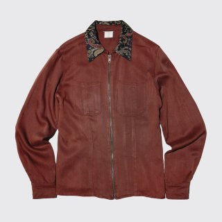 vintage paisley collar zipped jacket
