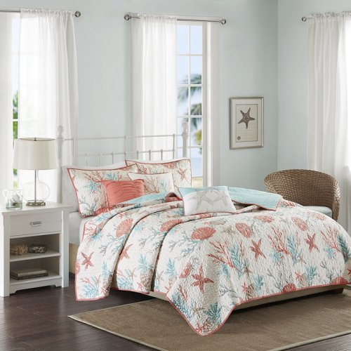 MADISON PARK(マディソンパーク) キルトカバーレット6点セット＊Pebble Beach 6 Piece Quilted Coverlet Set / Coral