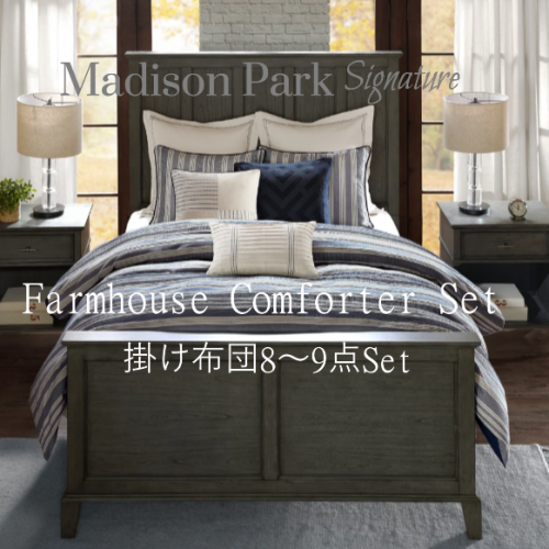 Madison Park Signatureʥޥǥѡͥ㡼˥եϥݤ&å8~9åȡ Farmhouse Comforter Set / BlueIvory