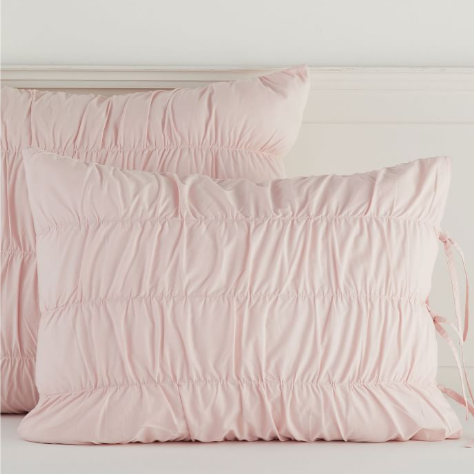 Pottery Barn Teenʥݥå꡼С ƥ˥˥åС Standard 2 Ruched Organic sham / White& Blush