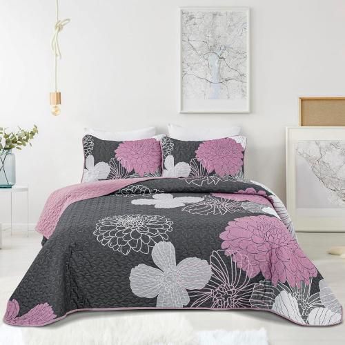 <img class='new_mark_img1' src='https://img.shop-pro.jp/img/new/icons14.gif' style='border:none;display:inline;margin:0px;padding:0px;width:auto;' />Anibeddingʥ˥٥ǥ󥰡˥ץߥޥեС ȥС3åȡLightweight Floral Quilt Set /GrayPink