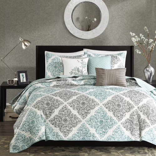 MADISON PARK(ޥǥѡ)  Сå6åȡ Montecito 6-Piece Quilted Coverlet Set / Aqua