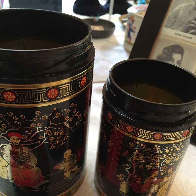 紅茶缶筒 チャイニーズデザイン 大小2個セット- soracoya（空小屋）