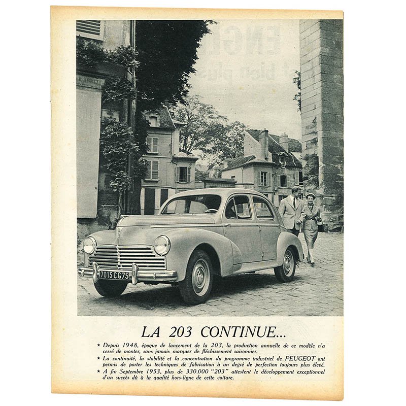 ヴィンテージフランス雑誌 1953年 1色PEUGEOT, FORD 4P