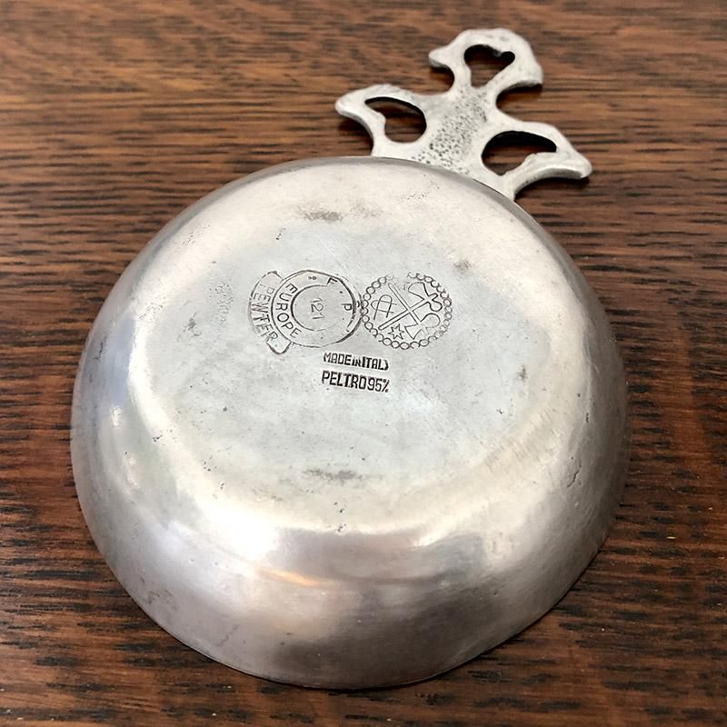 ♦巳年 干支西洋アンティーク 古錫 錫製 ワインテイスター 白鳥文様 骨董品 ♢巳年 干支西洋アンティーク 古錫 錫製 ワインテイスター 白鳥