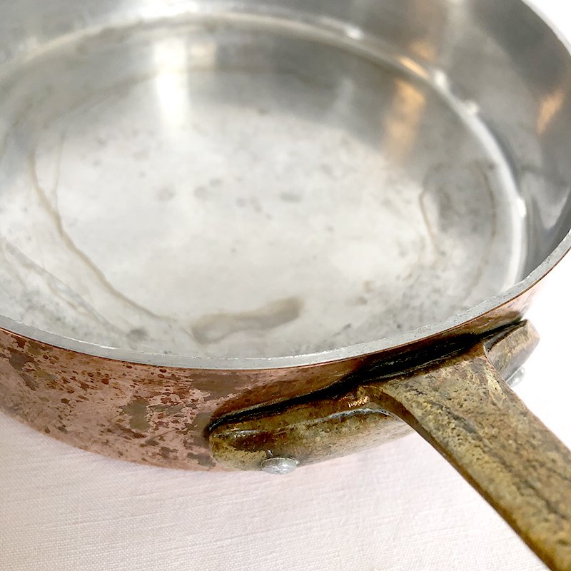銅の片手鍋 浅型 フライパン型 未使用品 soracoya