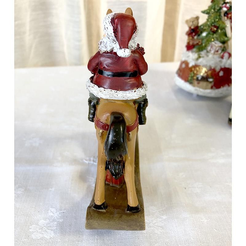 クリスマスの置物 揺れ木馬にまたがるサンタクロース- soracoya（空小屋）