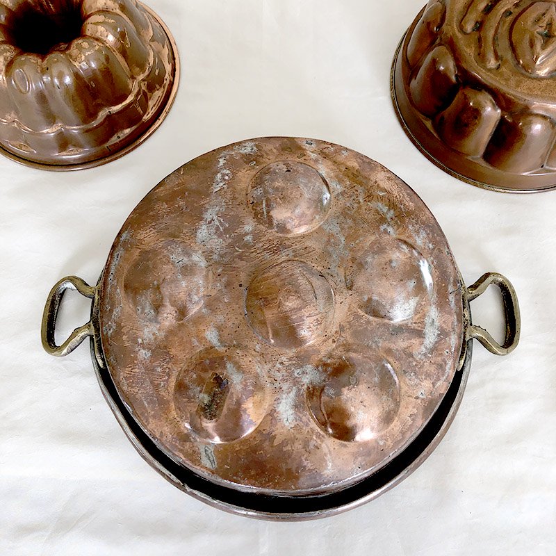 銅製 両手鍋 フタ付き フランス アンティークブロカント