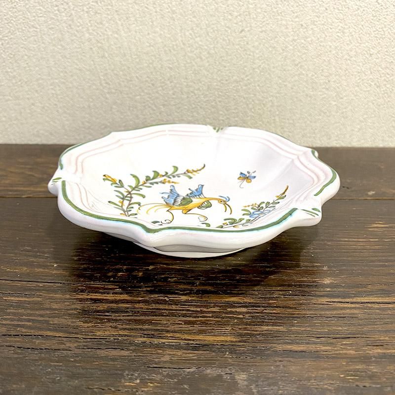 ムスティエ　アンティークプレート　② ムスティエ陶器 とり柄プレート（小）南仏プロヴァンス