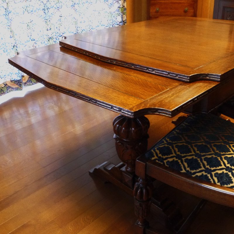 ダイニングテーブル　ドローリーフテーブル　オーク材　英国アンティーク家具　1930年代　ーsoracoya