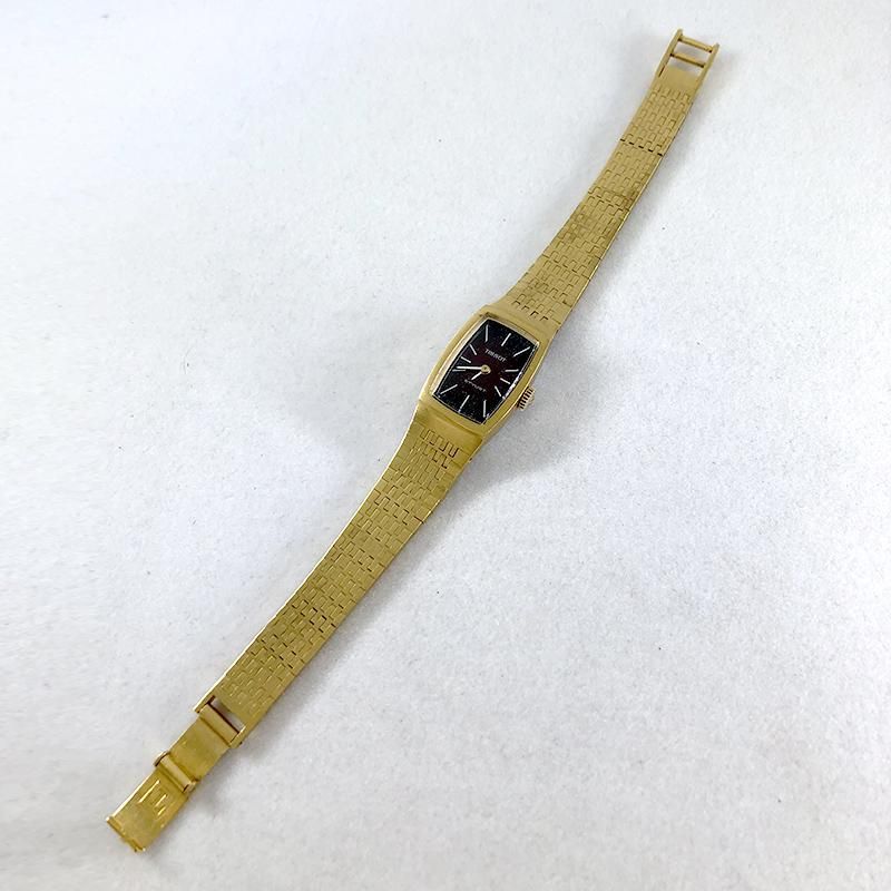 Tissot チソ レディース 腕時計 手巻き 金×えんじ スイス製 - 時計