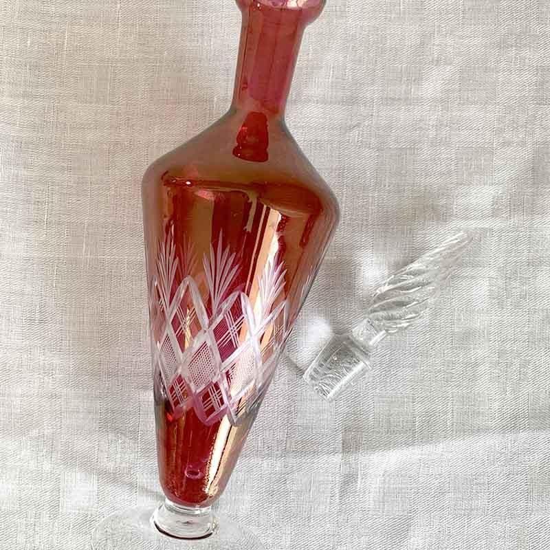 MURANO 36㎝ ムラノ 花鳥文 グリーン デカンタ ボトル 瓶 MURANO 36㎝ ムラノ 花鳥文 グリーン デカンタ ボトル 瓶