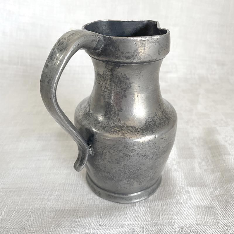 錫製アンティークポット ピューター製ピッチャー 錫のポット 水差し ジャグ -soracoya