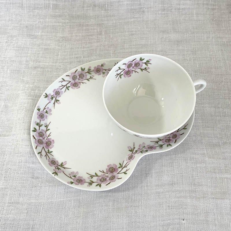 MarieDaageリモージュ　デザートプレート　フューシャピンク　ボタニカル柄 MarieDaageリモージュ デザートプレート フューシャピンク