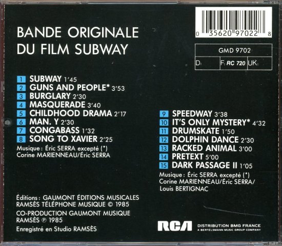 Subway サブウェイ / Eric Serra エリック・セラ CD Luc Besson リュック・ベッソン