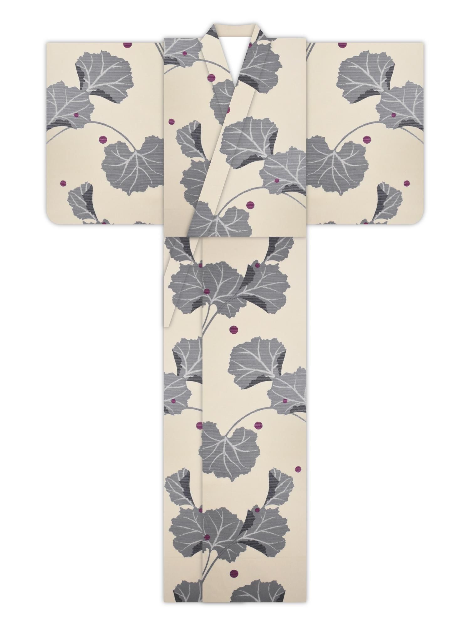 浴衣　ふりふ　紫織庵　黒地に水玉　綿絽 sio-11_1.jpg