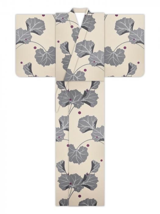 蕗に水玉(生成地グレイ/浴衣)/浴衣 -『紫織庵』