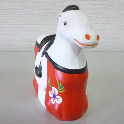ビンテージ郷土玩具 花巻土人形  手描きの瞳やまつ毛、ヒゲ、色彩が芸術的な犬 代引き不可】 ビンテージ郷土玩具 花巻土人形 手描きの瞳や