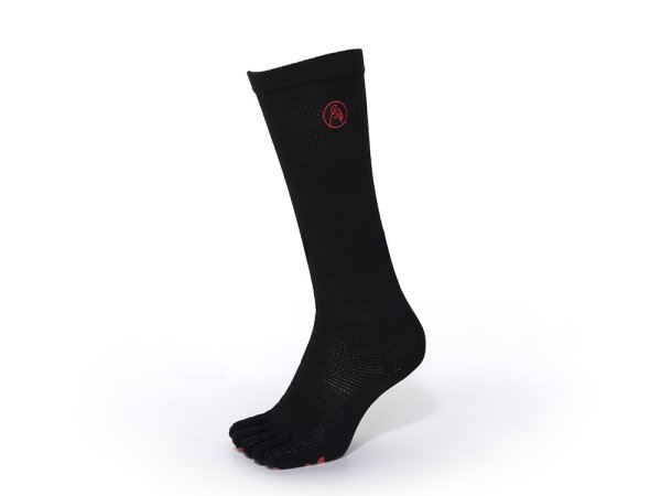 Rubes High Socks：足裏ハート：ブラック Black + heart pattern sole
