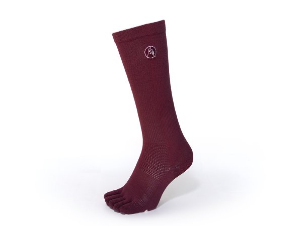 Rubes High Socks：足裏ハート：ボルドー Bordeaux + heart pattern sole
