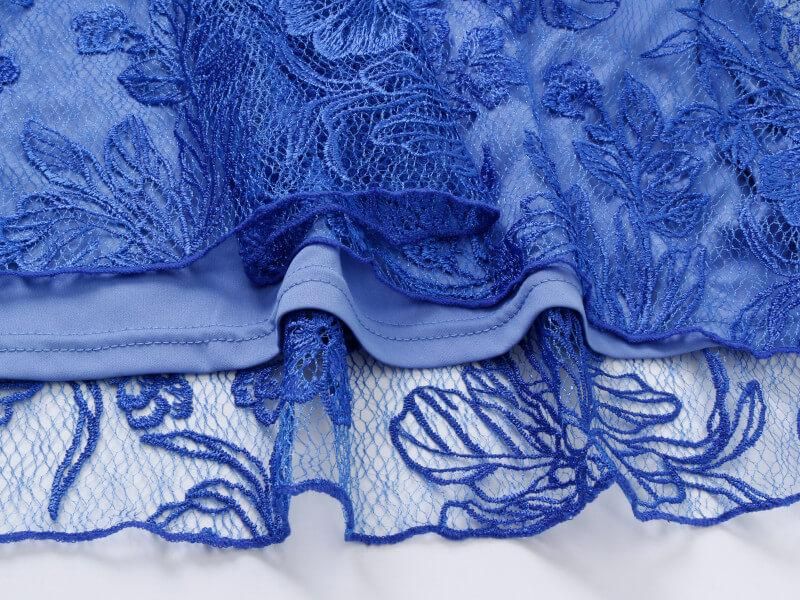 US2/4【SALE】3Dフローラル Vネック キャップスリーブ 刺繍 ロング