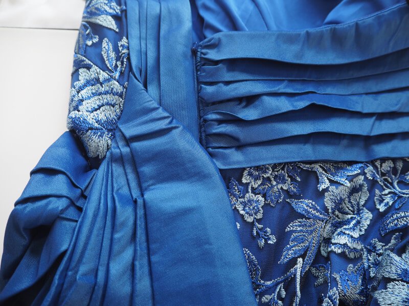 US6【SALE】フローラル刺繍　ワンショルダーロングドレス　青　ロイヤルブルー　Royal Blue - タダシ・ショージ通販【TADASHI  DRESS】