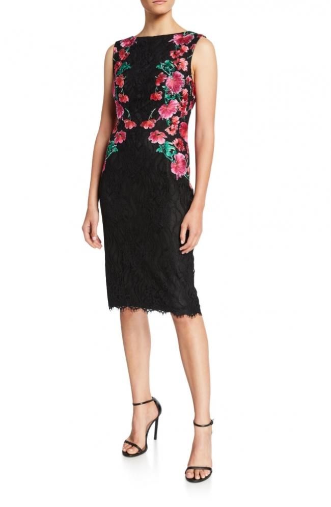 花柄刺繍 ノースリーブワンピース ピンク タダシショージ サイズ6号 TADASHI SHOJI - タダシ ショージ ピンク レース ワンピース 8の