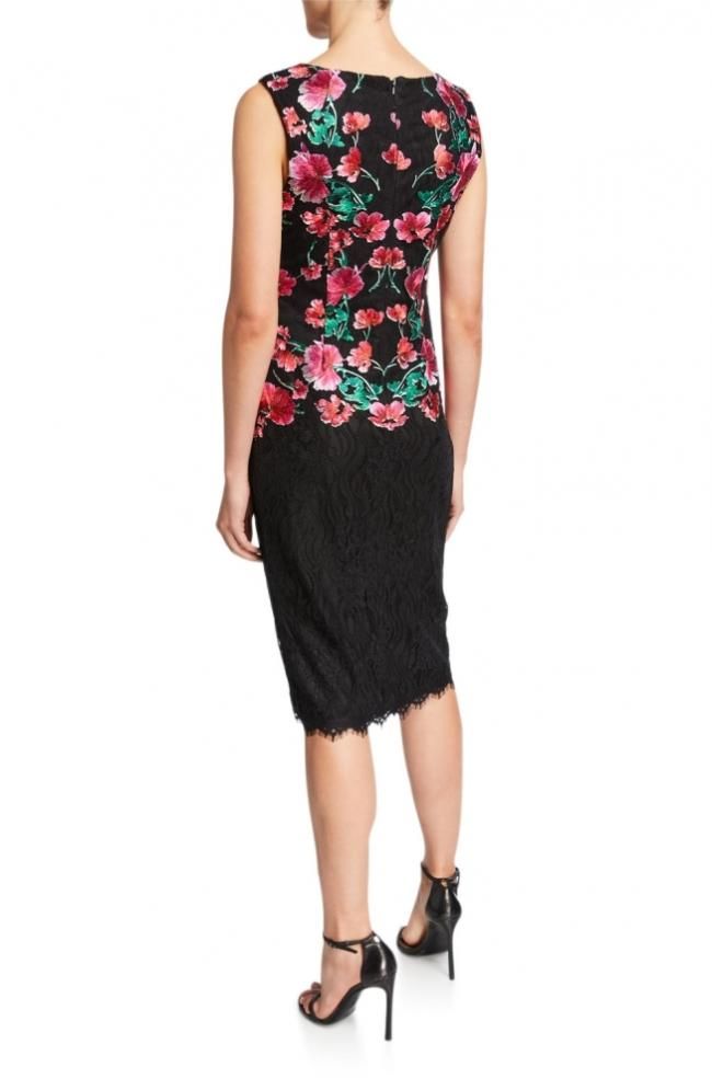 US2【SALE】ノースリーブ サイドライン フラワー刺繍 ワンピース Pink