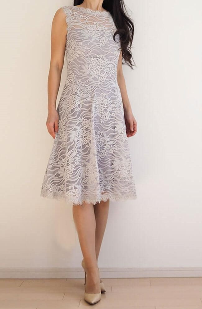 サイズ限定sale ノースリーブ リップルレース フレアーワンピース シルバー タダシ ショージ通販 Tadashi Dress サイズ限定sale ノースリーブ リップルレース フレアーワンピース シルバー タダシ ショージ通販 Tadashi Dress