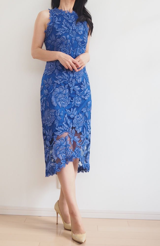 新品 4/9～11号 Tadashi Shoji タダシショージ ロイヤルブルー/花柄