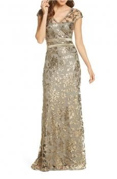 ★セール♪TADASHI SHOJI スパンコールオフショルダーガウン★ 即発☆TADASHI SHOJI☆Off-Shoulder Sequin Bodiceガウンドレス