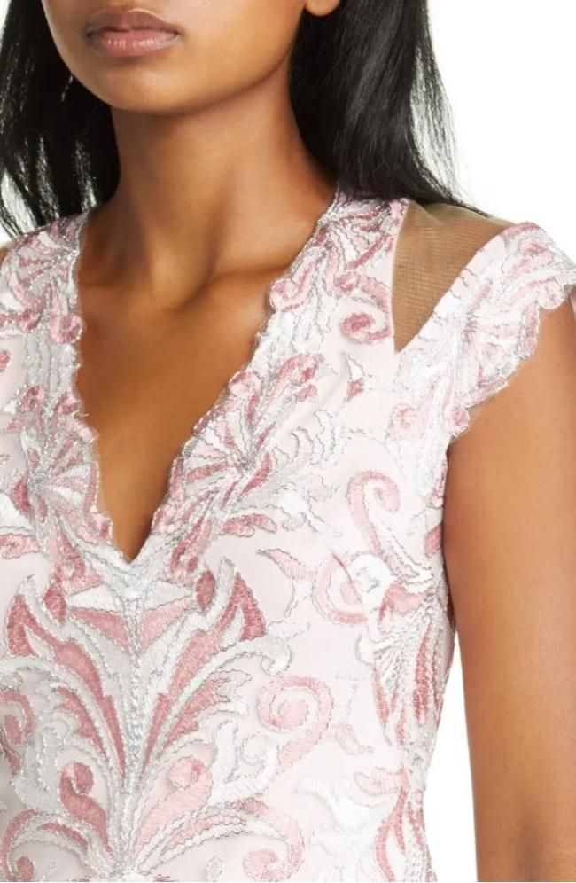 花柄刺繍 ノースリーブワンピース ピンク タダシショージ サイズ6号