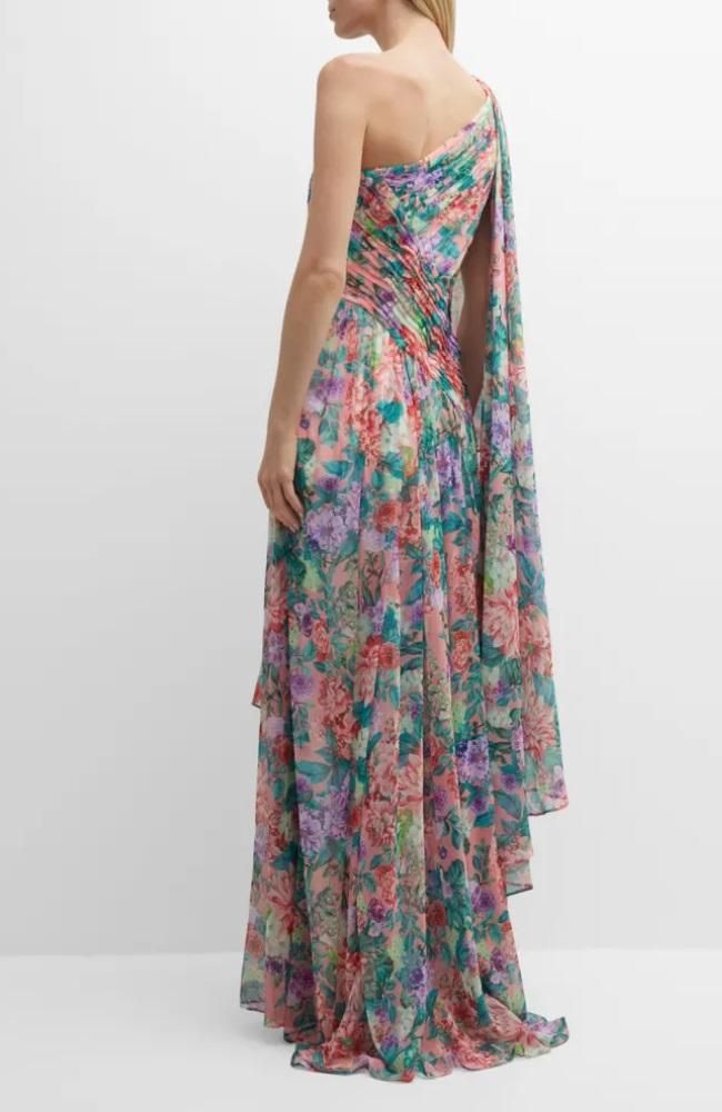 Tadashi Shoji ケープ 付 フローラル フラワー ロング ドレス