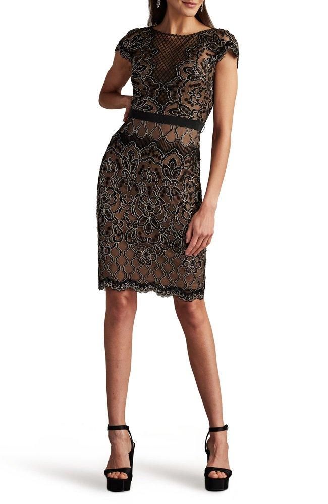 ☆TADASHI SHOJI スパンコール刺繍カクテルワンピース☆ Tadashi Shoji Vネックスパンコール カクテルワンピ （タダシ